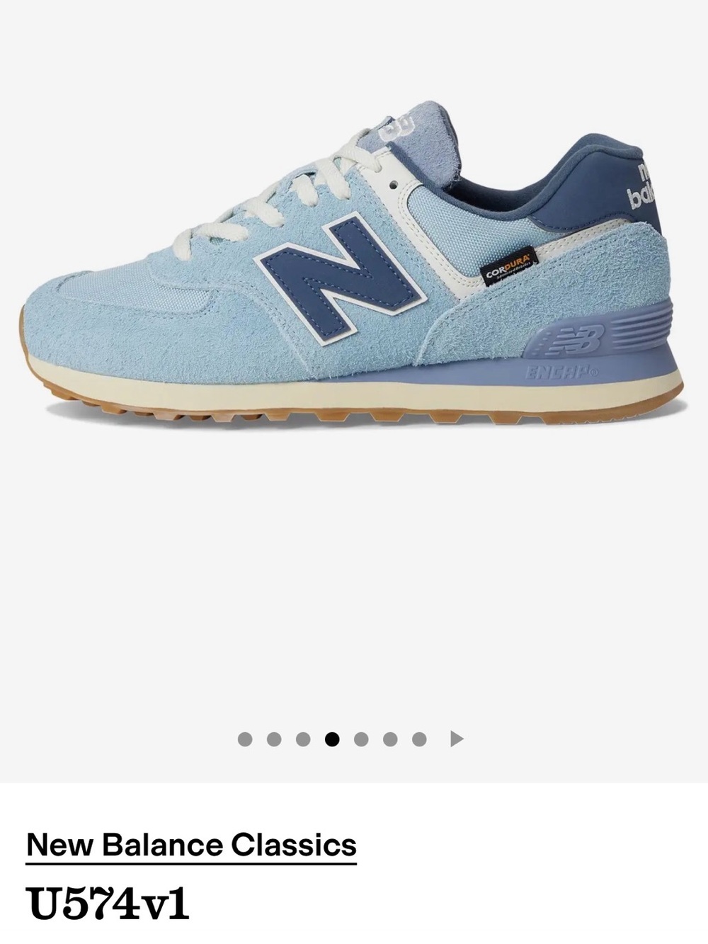 New Balance U574v1 Light Blue & Navy Athletic Shoes